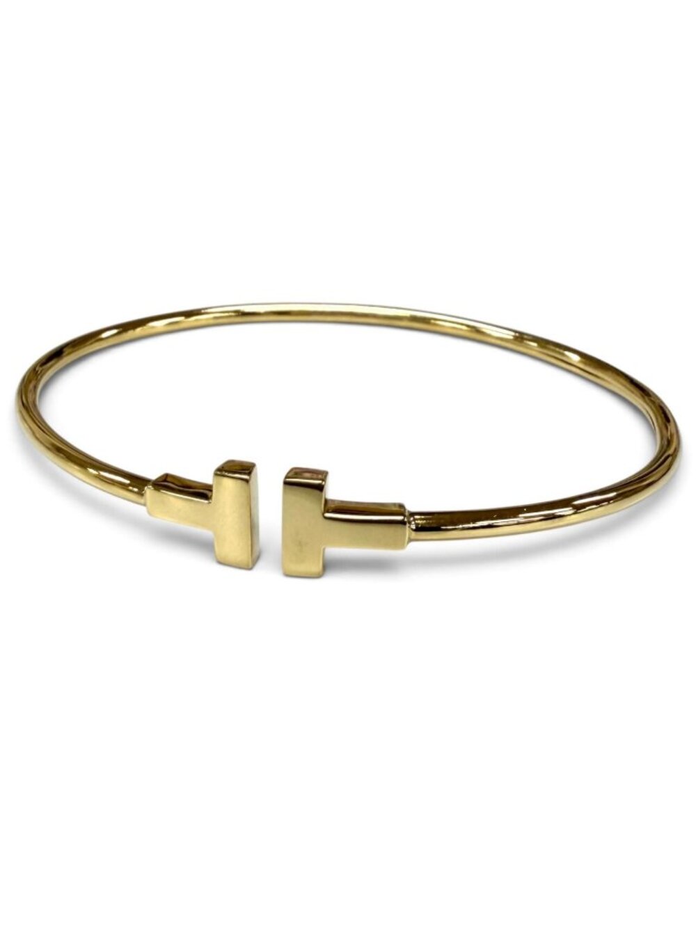 Tiffany & Co T Narrow Wire Bracelet Bangle Yellow Gold